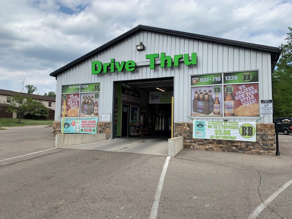 Outside of Brew and Brews Drive Thru and Pizza