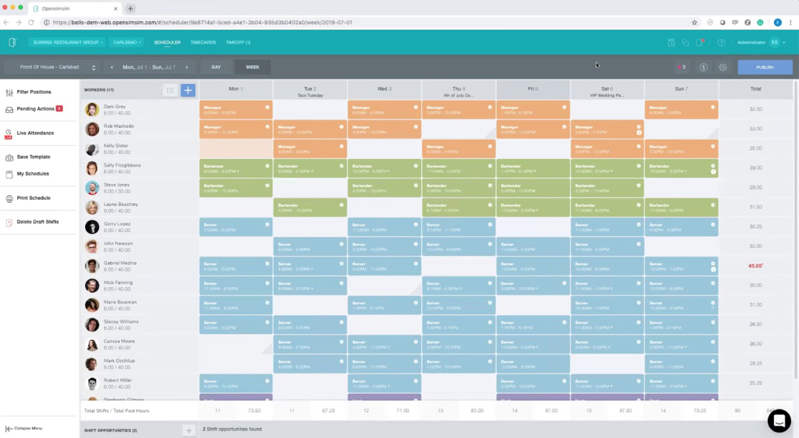 employee scheduling software for restaurants