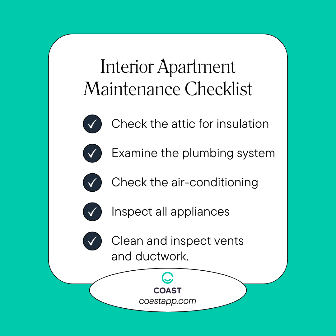 Interior apartment maintenance checklist