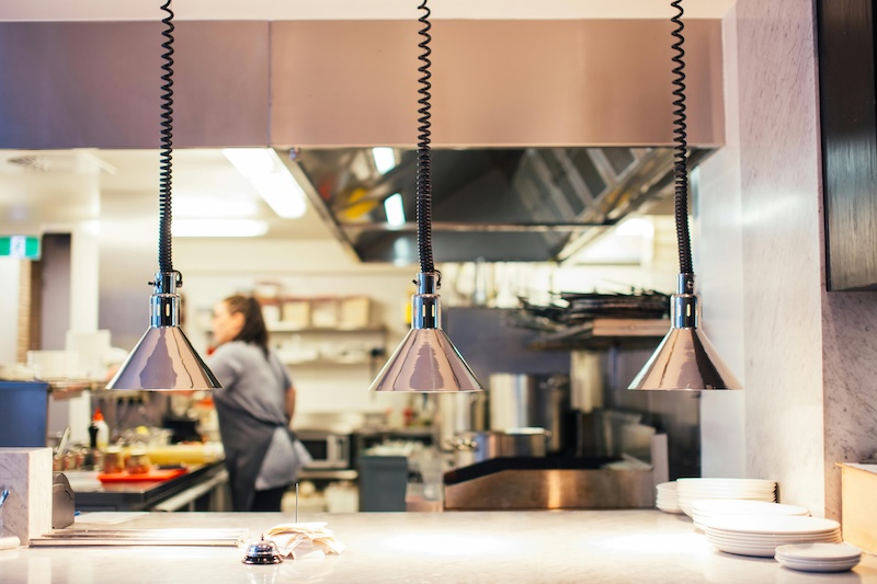 Restaurant equipment in kitchen