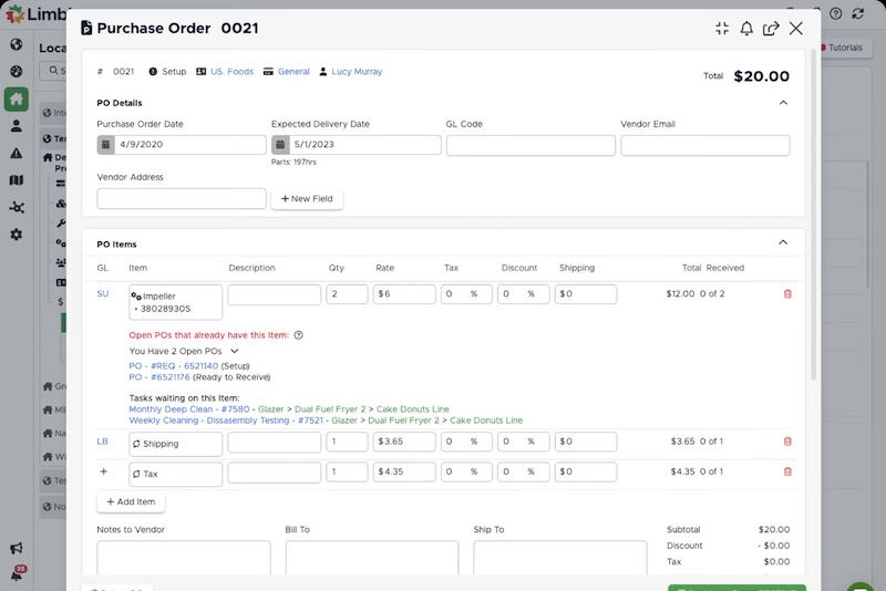 Limble cmms purchase order