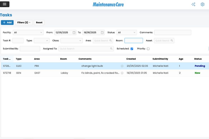 Maintenance Care work order