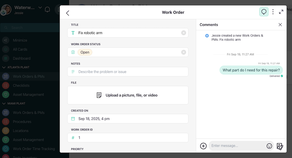 coast work order chat