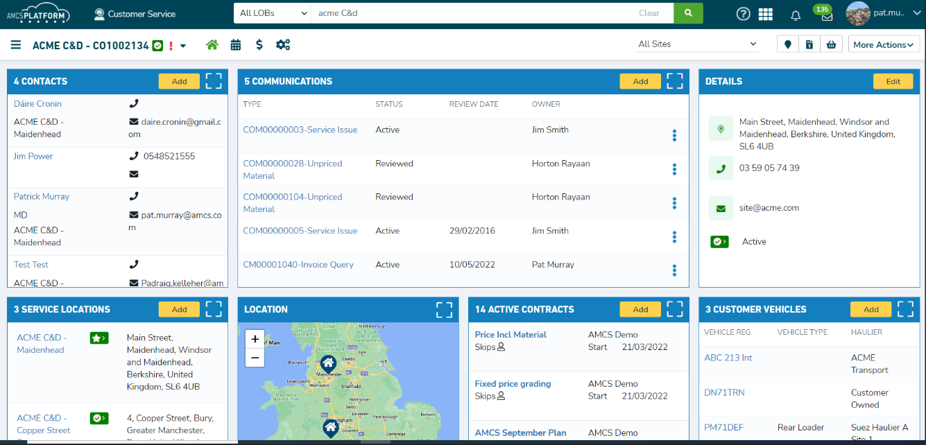 Amcs dashboard